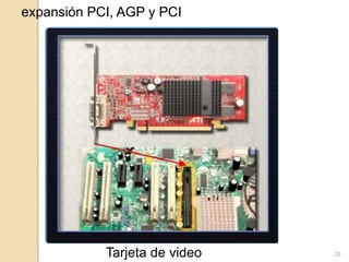 expansión PCI, AGP y PCI




            Tarjeta de video   29
 