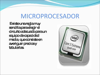 MICROPROCESADOR
 Exis unare lam
     te     g   uy
s nc p rae g e
 e illa a le ir l
c uito a e ua o p raun
 irc    dc d a
e uip d c p c a
 q o e a a id d
m d , q c ns tee
  e ia ue o is n
a rig r p c sy
 ve ua re io
ta ula s
  b rla .
 