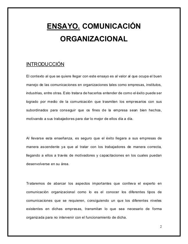 Ensayo. comunicacion organizacional