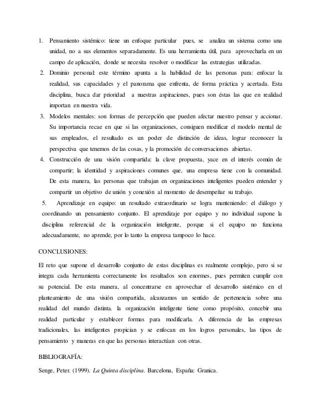Ensayo del libro La quinta disciplina