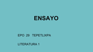 ENSAYO
EPO 29 TEPETLIXPA
LITERATURA 1
 