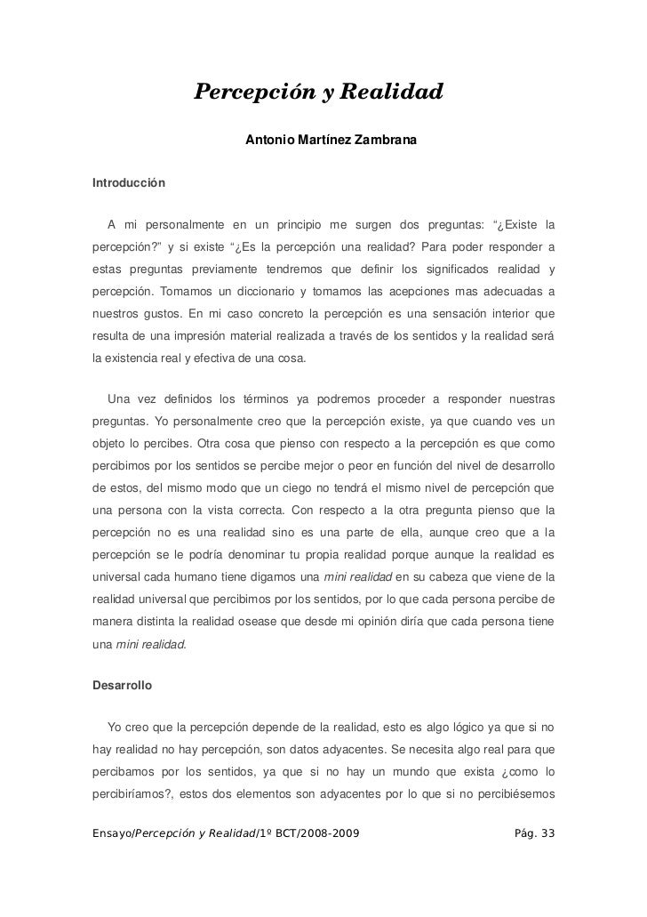 Primer Ensayo Filosófico - Percepción y Realidad