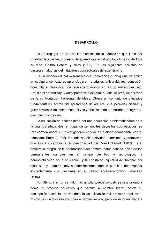 ensayo andragogia