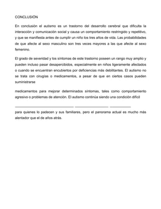 dividendo niebla Turismo conclusion sobre el autismo desfile Opuesto