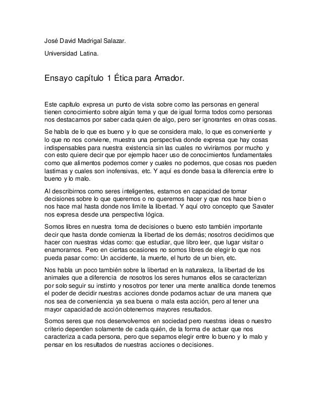 Ensayo cápitulo 1 Ética para Amador