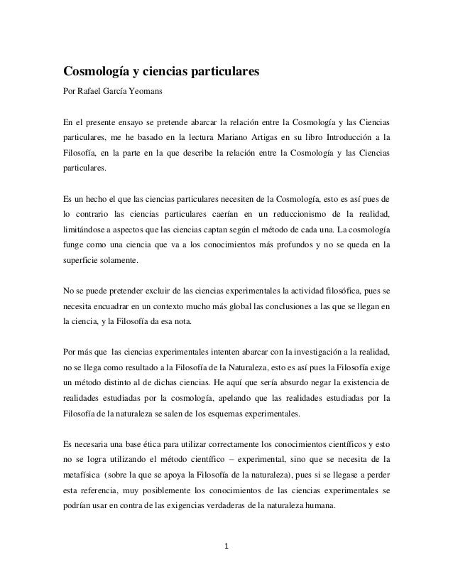Ensayo ciencias particulares cosmología
