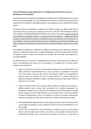 Ensayo codigo nacional de policia