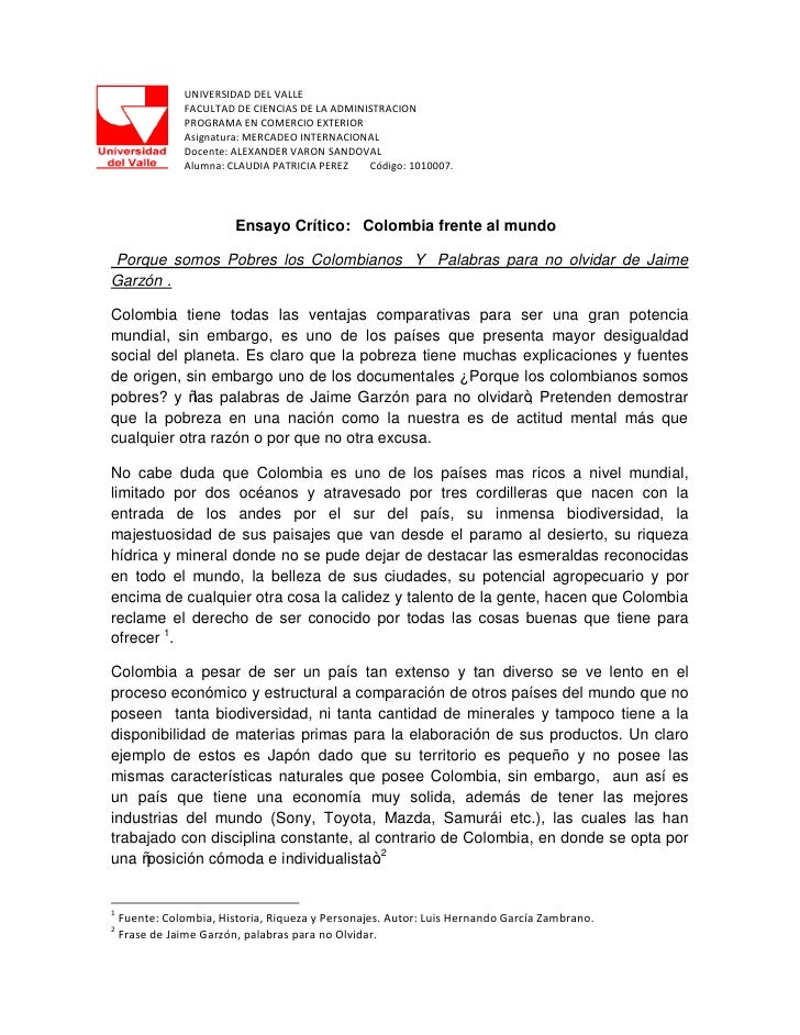 ENSAYO CRÍTICO PORQUE SOMOS POBRES LOS COLOMBIANOS ENSAYO CRÍTICO PORQUE SOMOS POBRES LOS COLOMBIANOS