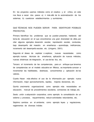 Ensayo de desarrollo de  proyectos final