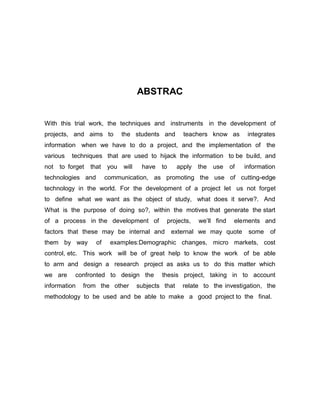 Ensayo de desarrollo de  proyectos