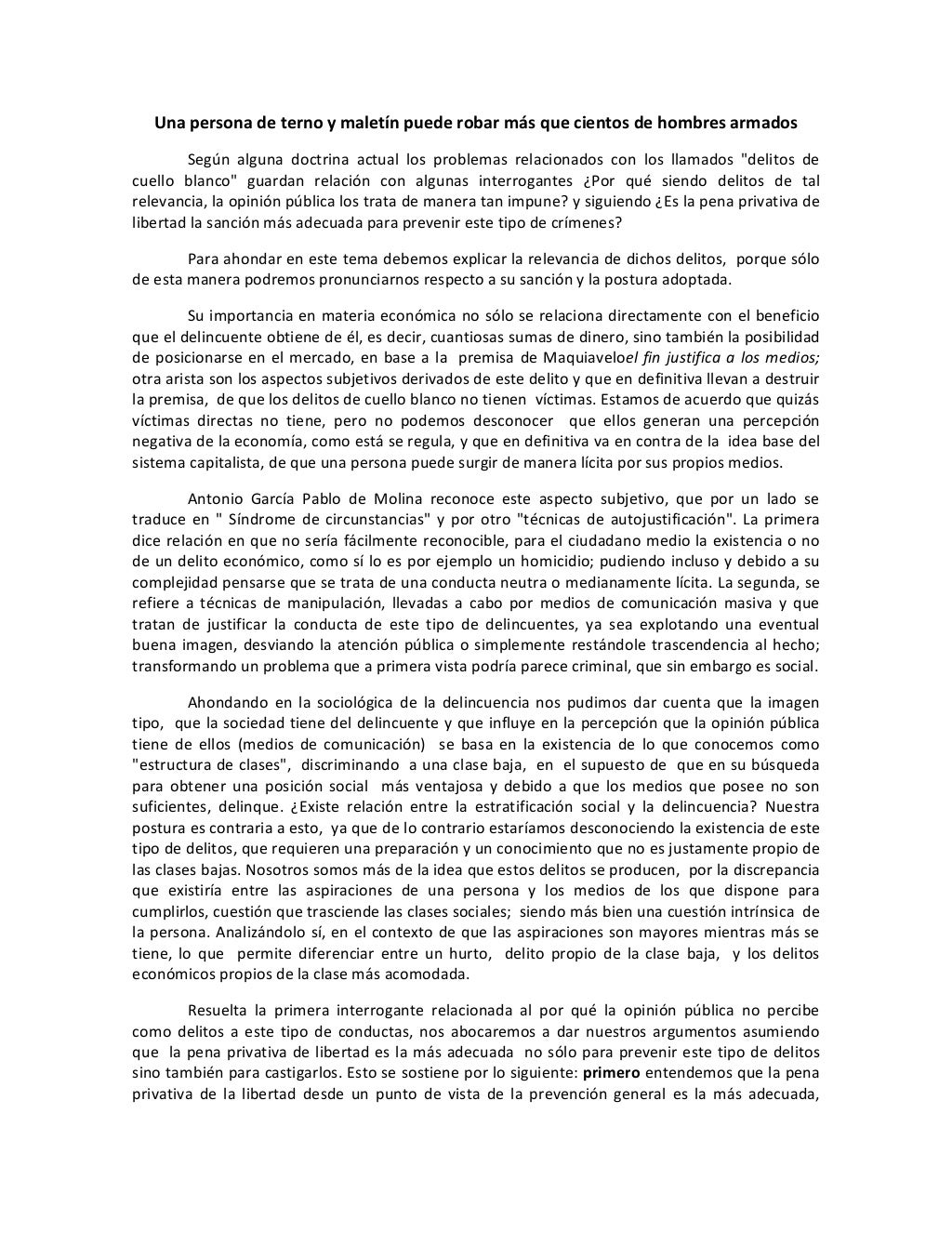 Ensayo delitos de cuello blanco