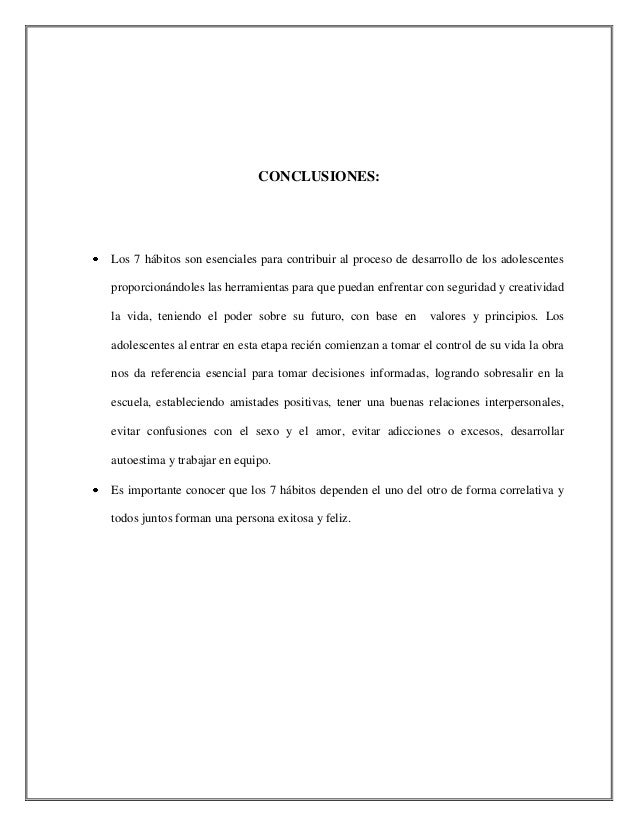 Ensayo del libro de los 7 habitos del adolescente 