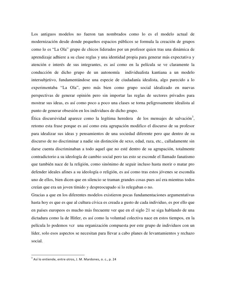Ensayo de pelicula la ola