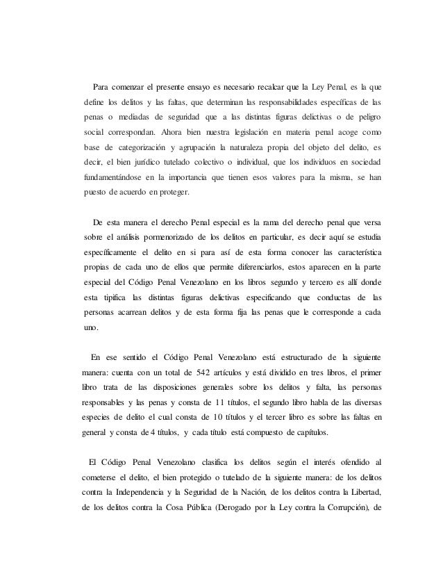 Ensayo derecho penal Ensayo derecho penal