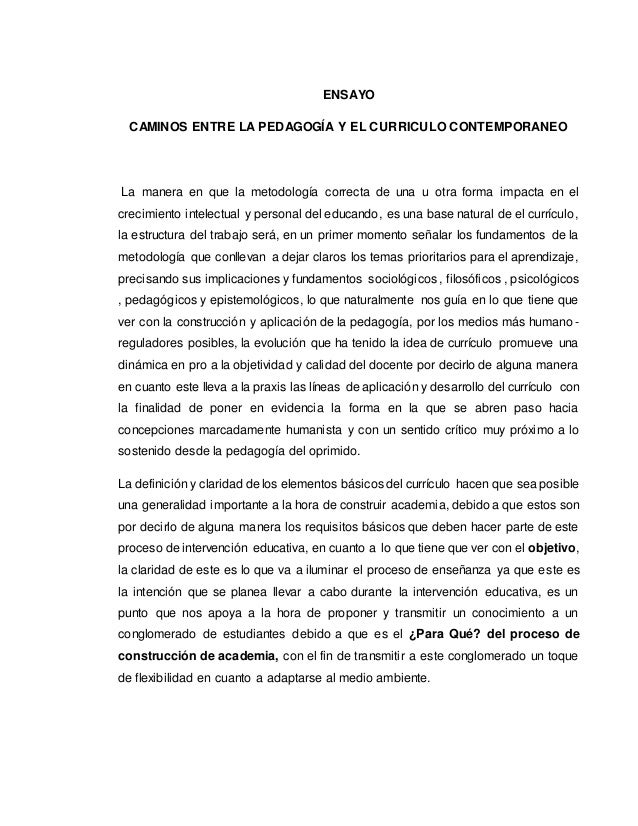 Ensayo El Currículo Contemporaneo