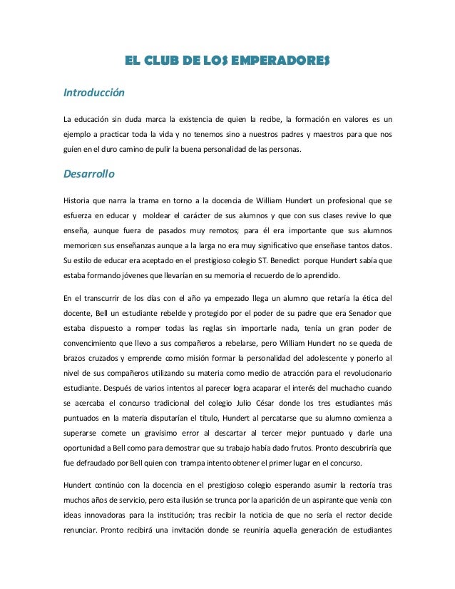El Club De Los Emperadores Resumen
