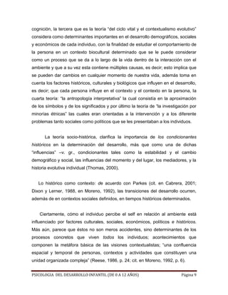 Ensayo de los diferentes autores sobre el desarrollo infantil | DOCX