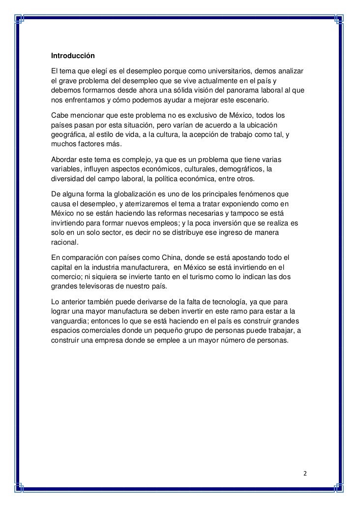Ensayo desempleo en mexico pdf