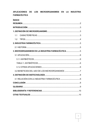 Aplicaciones De Los Microorganismos En La Industria Farmaceútica | DOCX