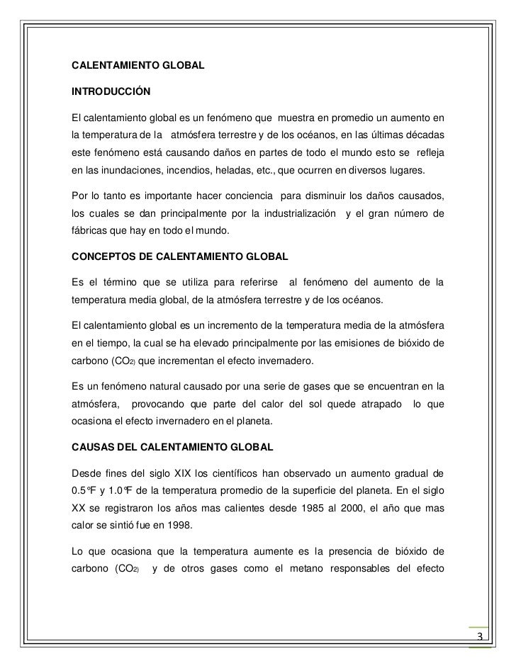 Cartas De Opinion Calentamiento Global - i Carta De