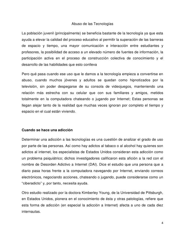 Ensayo sobre el mal uso del internet en los jovenes