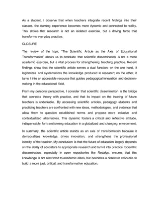 The Scientific Article as a Pillar of Educational Transformation and ...
