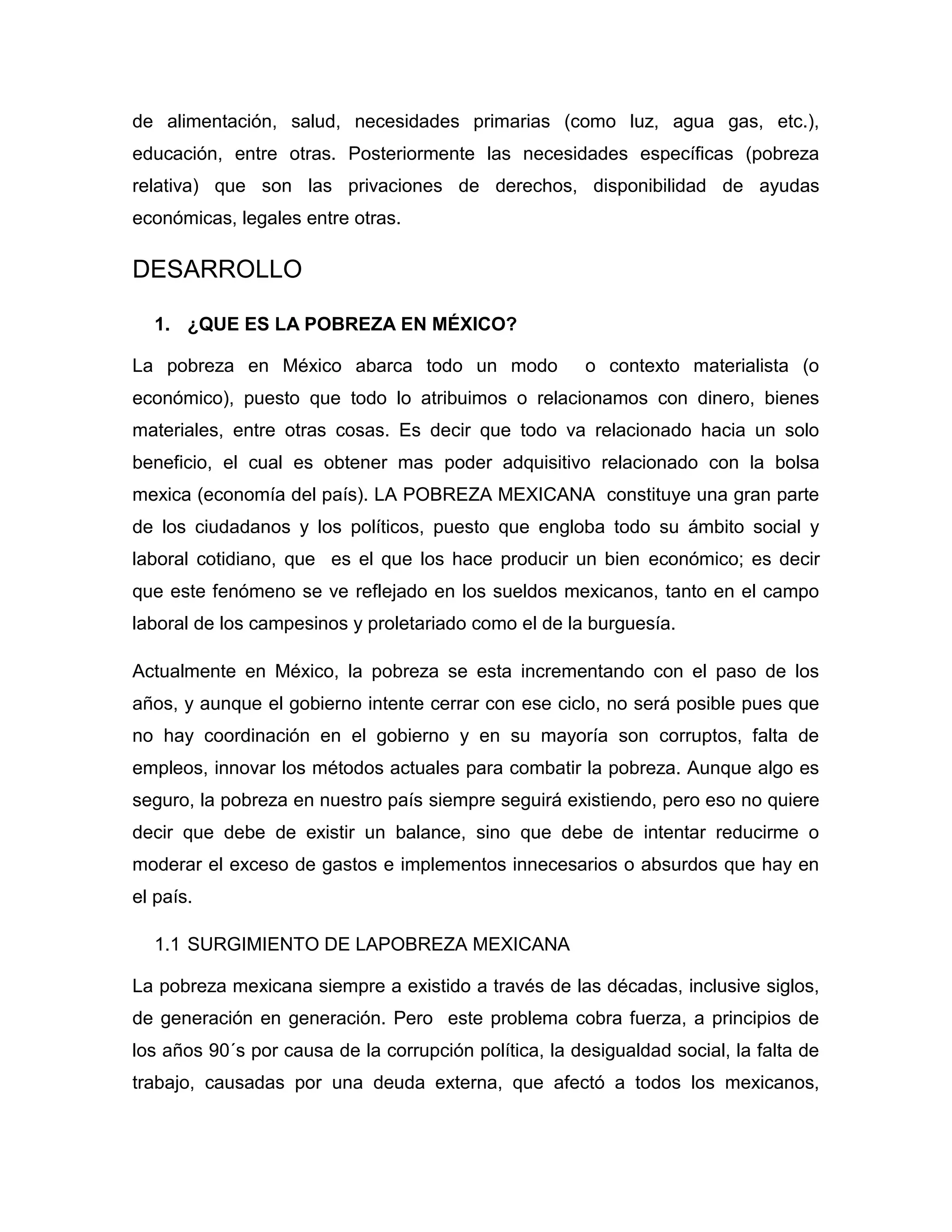 LA POBREZA EN MEXICO | PDF