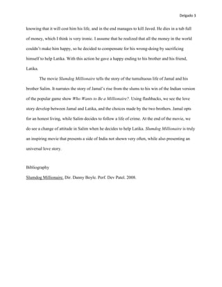 Essay slumdog millionaire