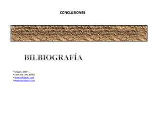 CONCLUSIONES
•Las brechas digitales se refieren a la accesibilidad o inaccesibilidad de la población al Internet.
•El uso adecuado de las TICs, nos puede hacer personas capaces y preparadas ante los cambios de tecnología en la vida.
•La revolución digital ha creado nuevas formas de generar conocimientos, educar a la población y transmitir información.
•Maggio, 2007).
•Kanz and Lam, 1996).
•www.wikipedia.com
•www.wordpress.com
 