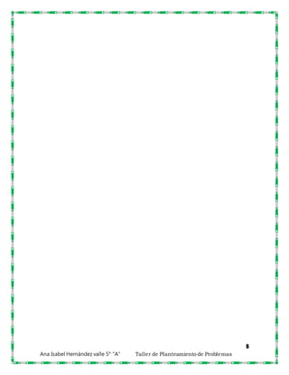 6
Ana Isabel Hernández valle 5° “A” Taller de Planteamiento de Problemas
 