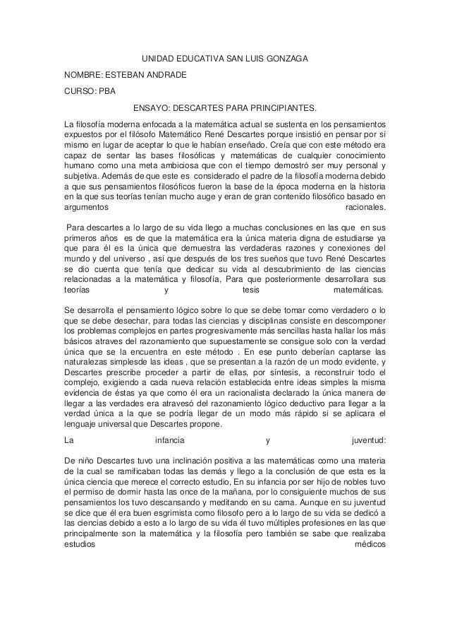 Ensayo Sobre Descartes Para Principiantes