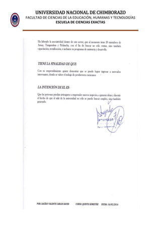 UNIVERSIDAD NACIONAL DE CHIMBORAZO
FACULTAD DE CIENCIAS DE LA EDUCACIÓN, HUMANAS Y TECNOLOGÍAS
ESCUELA DE CIENCIAS EXACTAS
 