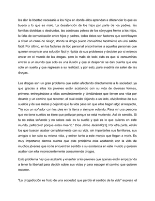 Ensayo sobre la drogadiccion en los jovenes
