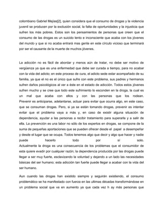 Ensayo sobre la drogadiccion en los jovenes