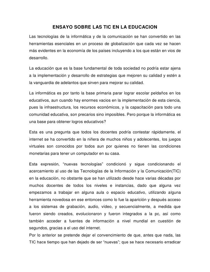 Ensayo Sobre Las Tic En La Educacion