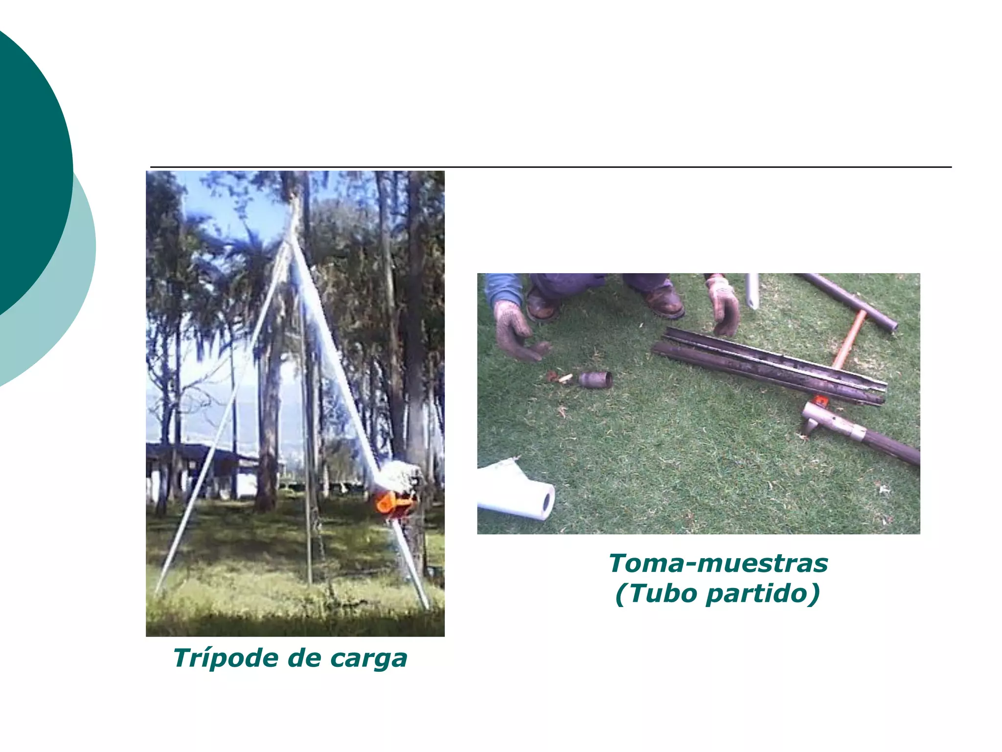 Toma-muestras
                   (Tubo partido)

Trípode de carga
 