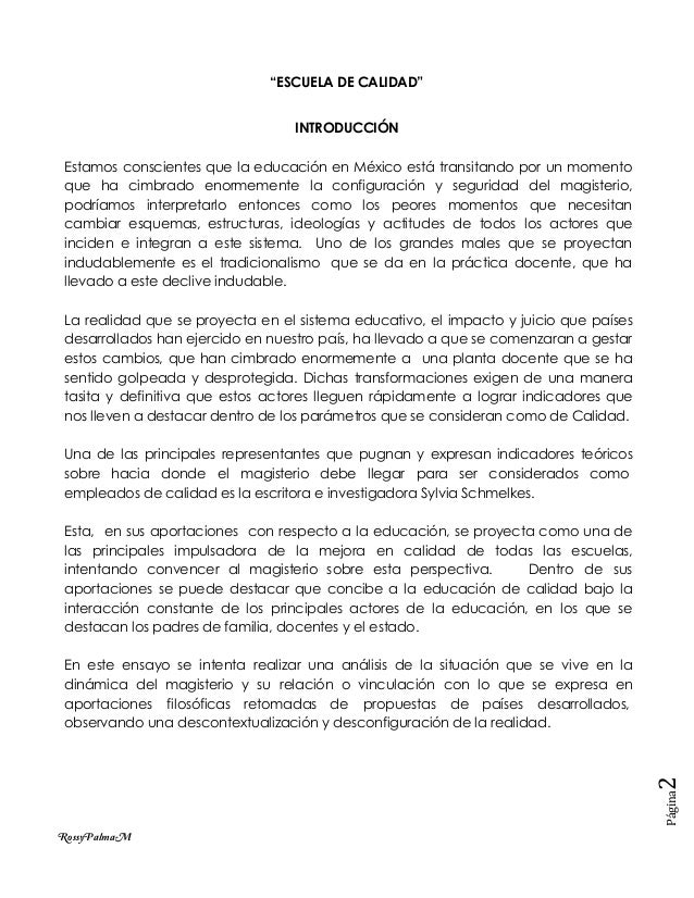 Ensayo tarea 3 "Calidad Educativa"