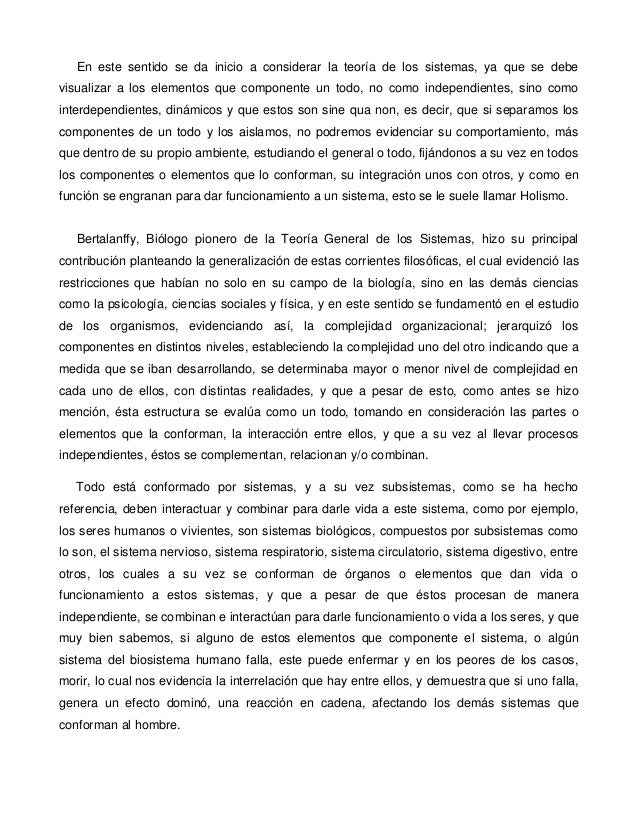 Ensayo Teoría General de los Sistemas