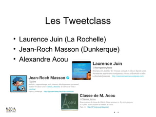 Les Tweetclass
• Laurence Juin (La Rochelle)
• Jean-Roch Masson (Dunkerque)
• Alexandre Acou




                            74
 