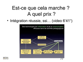 Est-ce que cela marche ?
          A quel prix ?
• Intégration réussie, ssi… (video 6’41“)




                                 77
 