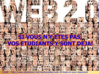 Crédit : http://www.slideshare.net/markwoolley/web-20-tools-in-your-classroom 