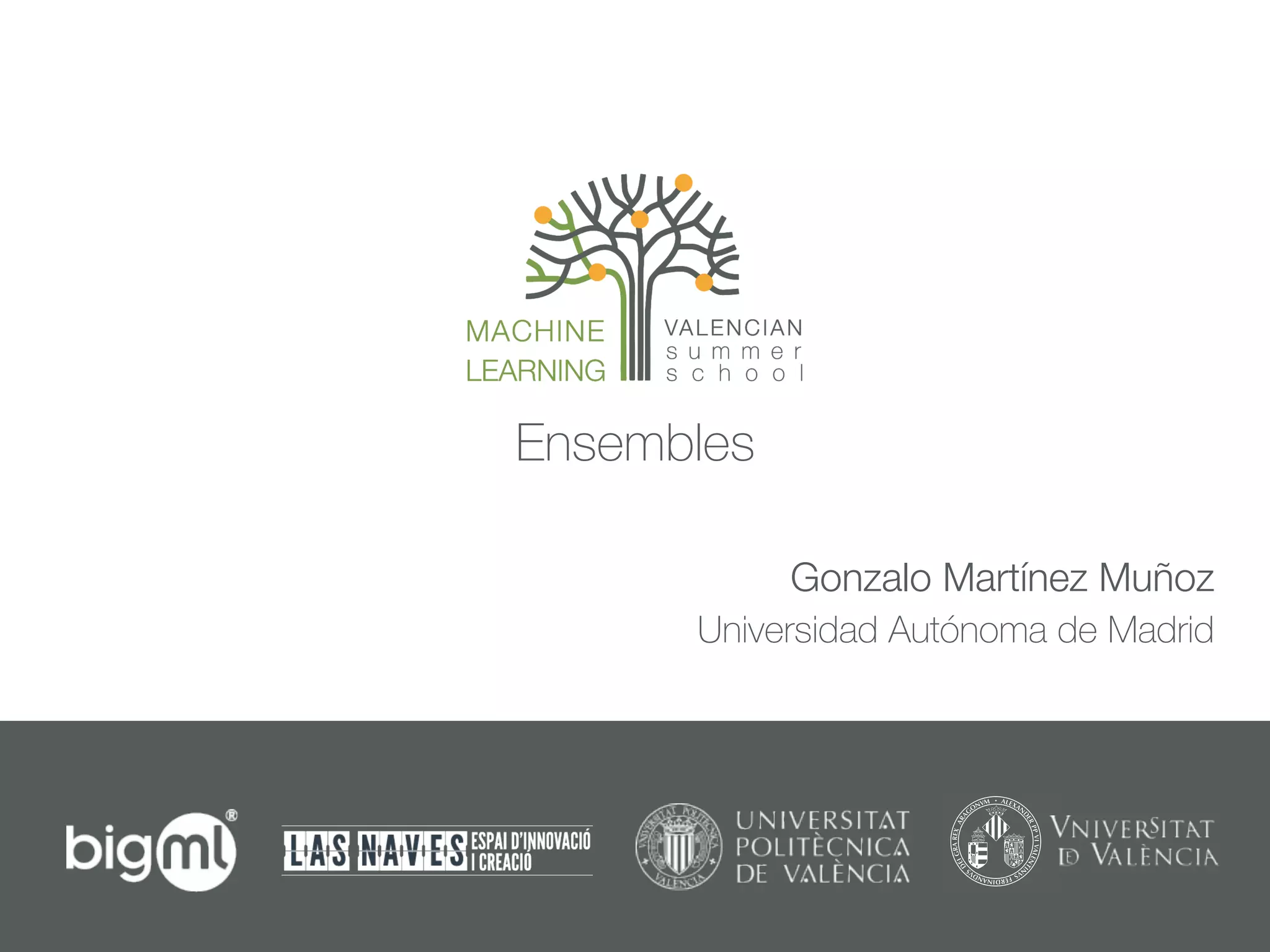 Ensembles
Gonzalo Martínez Muñoz
Universidad Autónoma de Madrid
 