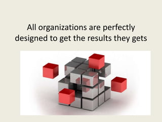 All organizations are perfectly
designed to get the results they gets
 