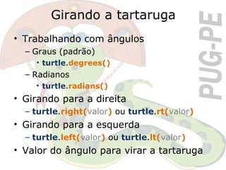 Ensinando a programar através do Python turtle graphics | PPT