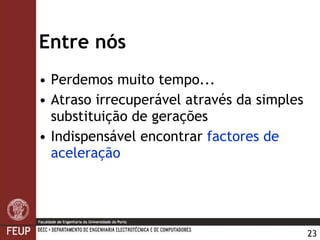 Entre nós Perdemos muito tempo... Atraso irrecuperável através da simples substituição de gerações Indispensável encontrar  factores de aceleração 