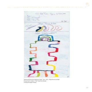 225
Diretoria de Ensino de Jaú (Igaraçu doTietê) / Arte – Ciclo I – Projeto Percurso do Olhar
EE JoãoTuschi / 2ª Série C / Profª. Sônia Pires Almeida
Criando personagem (arrepio)
 