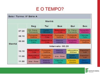 E O TEMPO?
 