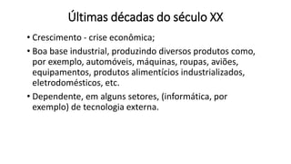 O modelo industrial adotado no espaço geográfico brasileiro
no período analisado pelo texto tinha como referência:
a) o ca...