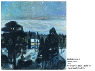 MUNCH, Edvard
Winter Night.
1901
Oil on canvas. 115.5 x 110.5 cm
Nasjonalgalleriet, Oslo
 