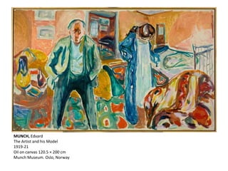 MUNCH, Edvard
The Artist and his Model
1919-21
Oil on canvas 120.5 × 200 cm
Munch Museum. Oslo, Norway
 